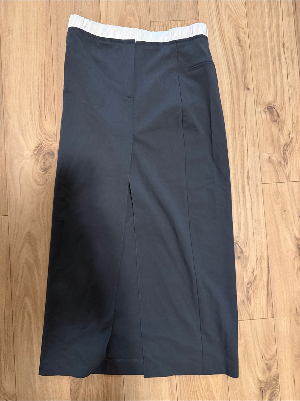 Zara Womens Black Midi Skirt with White Waistband